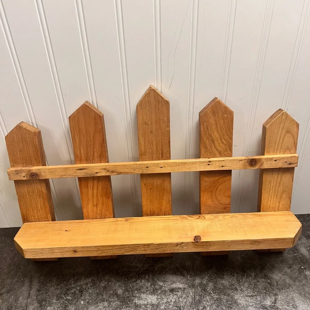 Vintage Handmade Wooden Picket Fence Wall Shelf | Cottage